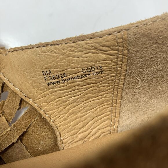 Born Brown Suede Leather Stacked Heel Ankle Booties Size 8M Womens - Picture 12 of 16